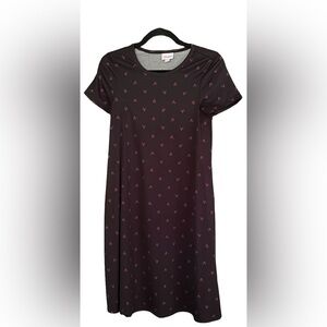 LULAROE Black Heart Patterned Short Sleeved Midi Dress, Size XXS, EUC